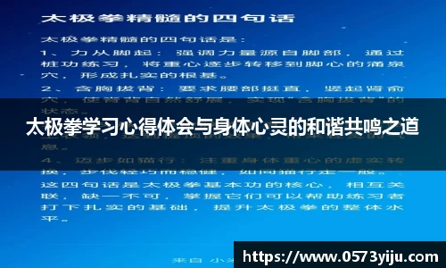 太极拳学习心得体会与身体心灵的和谐共鸣之道